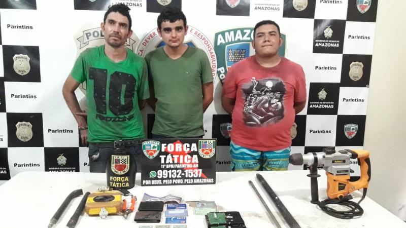 Força Tática apresenta suspeitos de envolvimento no arrombamento da agência do Basa