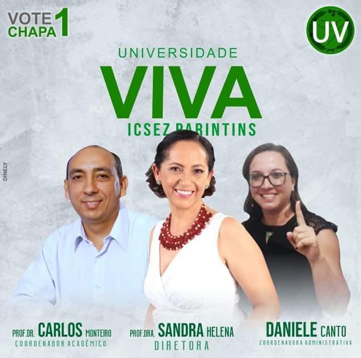 Chapa 1 'Universidade Viva' vence no segundo turno e Sandra Helena será a primeira mulher diretora do ICSEZ