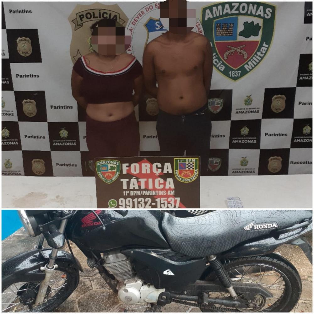 Força Tática prende em flagrante casal por furto de moto, em Parintins 