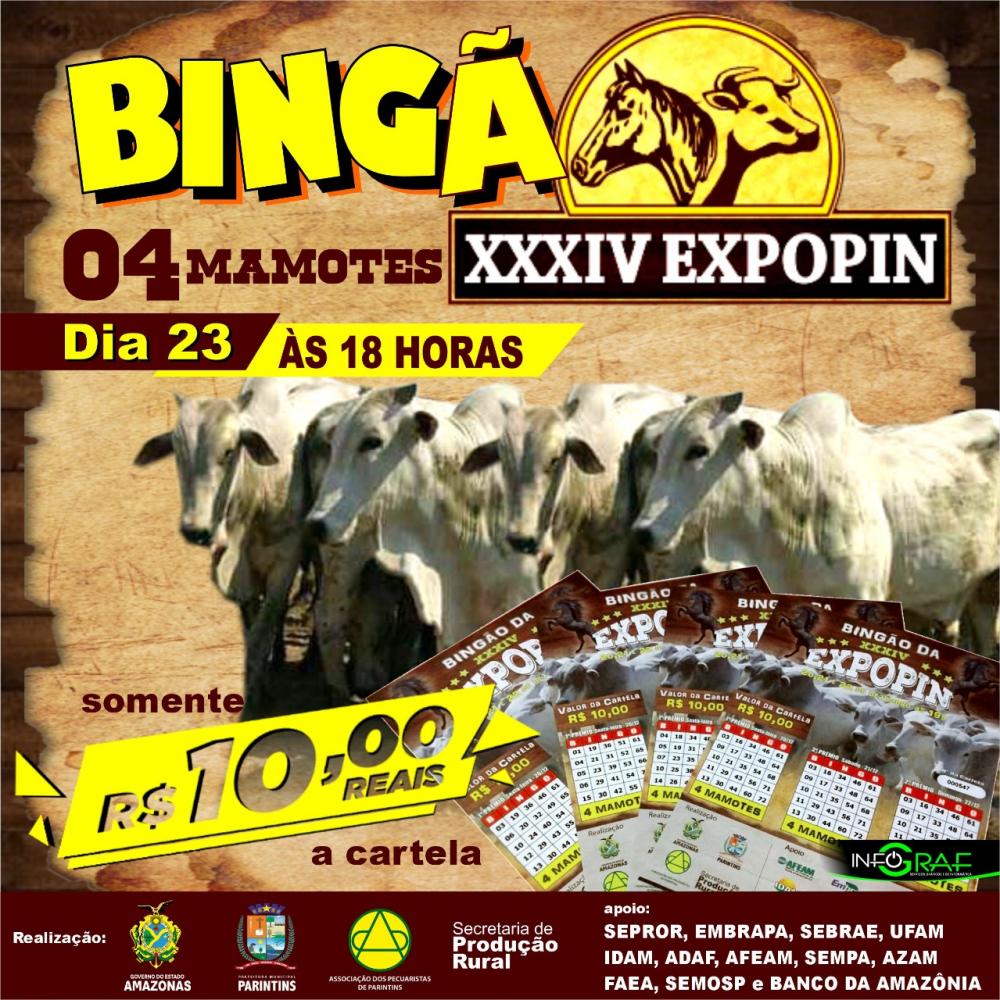 Bingão de Mamotes da 34ª Expopin cancelado por conta da forte chuva será realizado nesta segunda-feira (23)