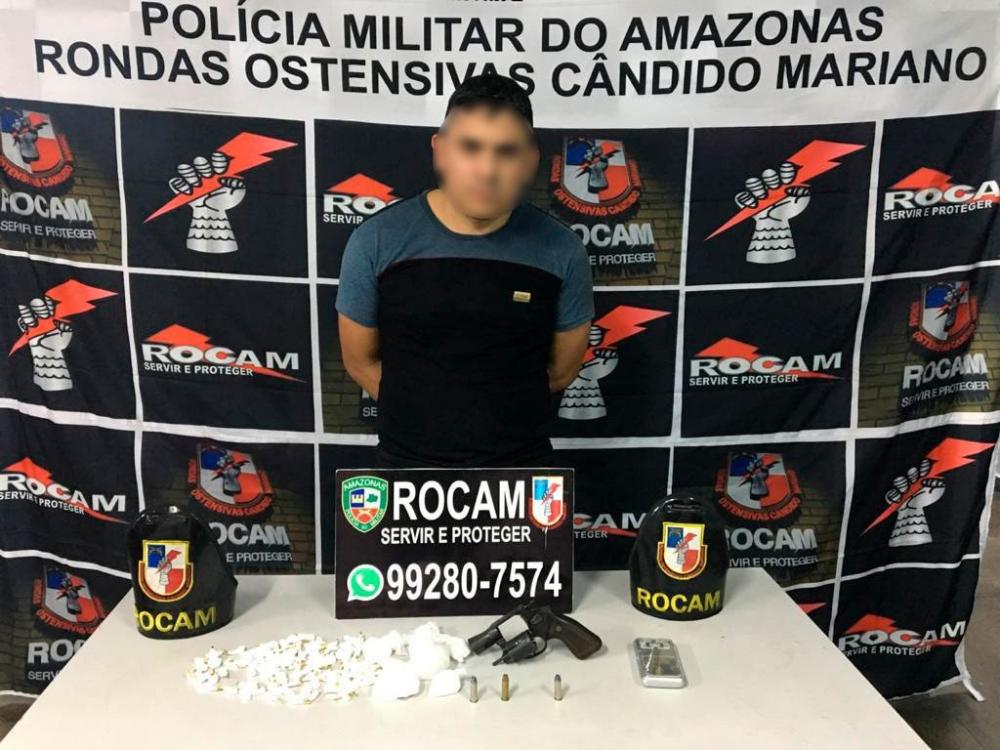 Suspeito de tráfico e porte ilegal de arma de fogo é preso pela Rocam