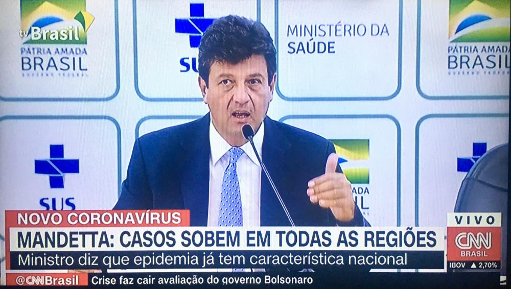 Coronavírus: Brasil tem 621 casos confirmados, diz Ministério da Saúde