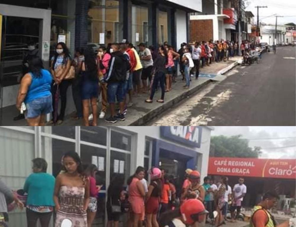 Em meio a pandemia de coronavírus, bancos de Parintins aglomeram clientes em filas