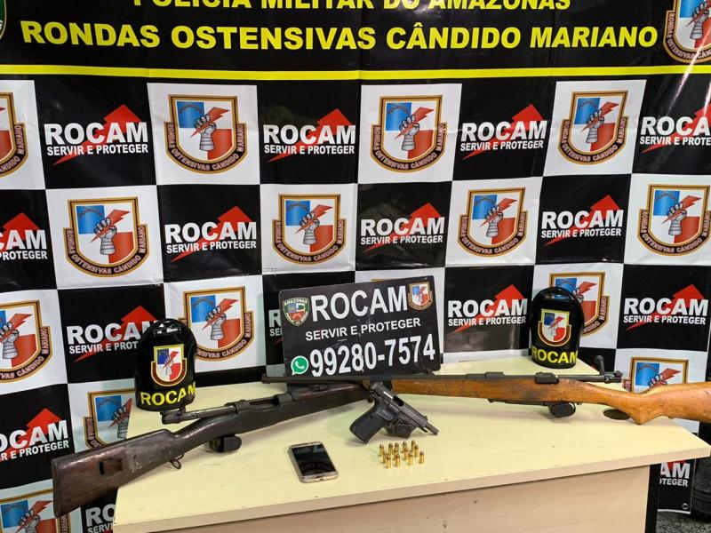 Rocam prende 'Soldado da FDN' com pistola e fuzis na Compensa