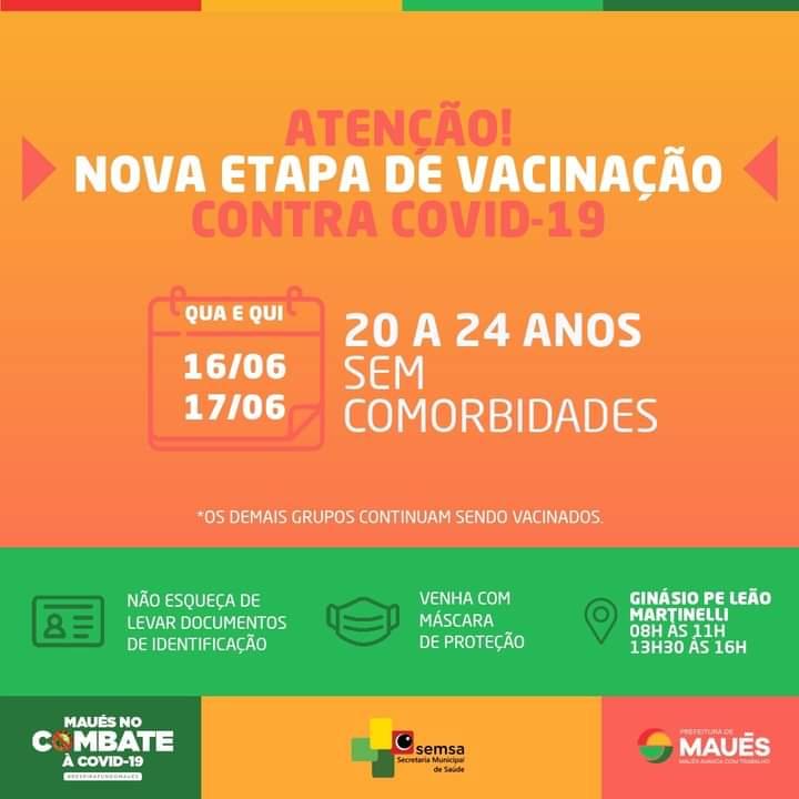 Em Maués, população entre 20 e 24 anos começa a receber imunizante contra a Covid 19