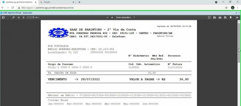 SAAE Parintins reativa Agência Virtual para clientes emitirem a 2ª via da conta de água de forma on-line