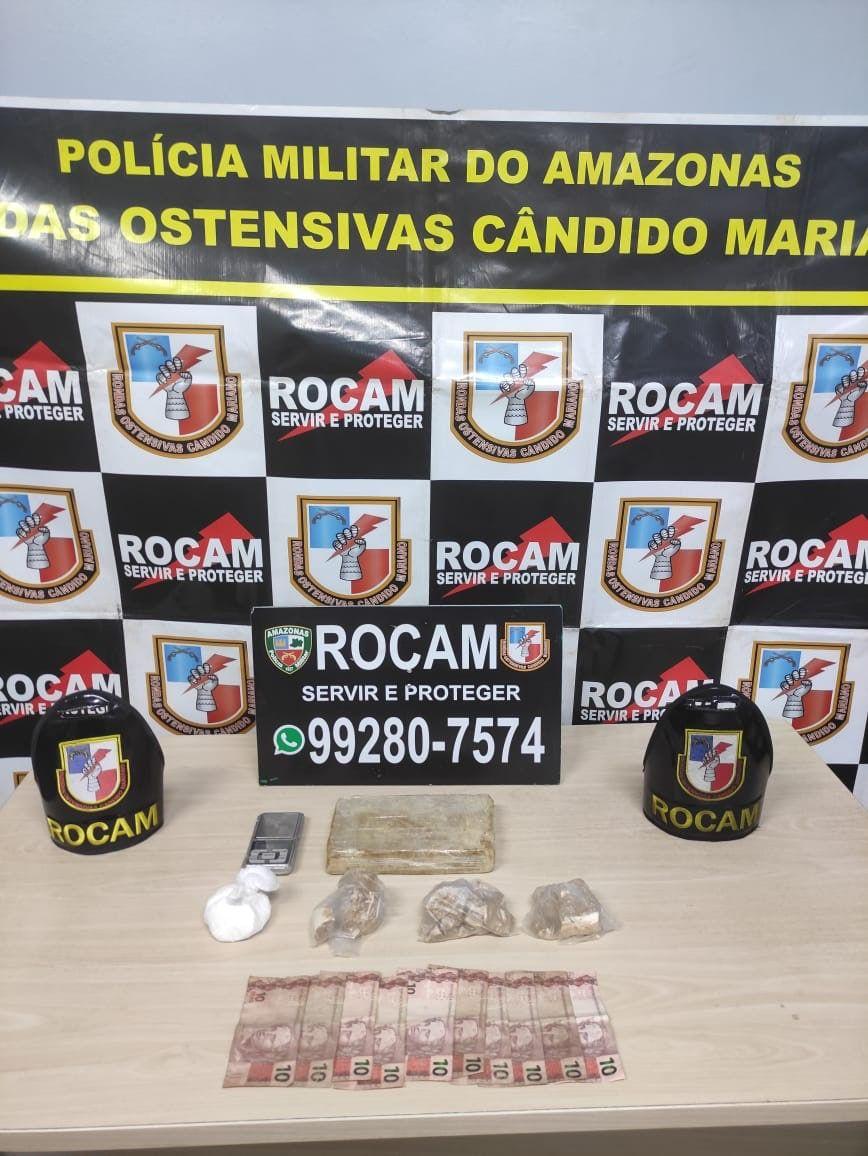 No Novo Israel, em Manaus, Rocam detém mulher em posse de entorpecentes e com mandado de prisão em aberto