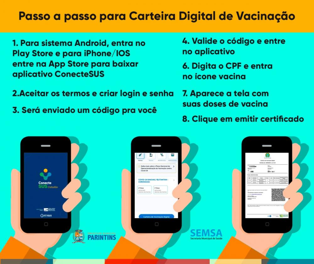 Prefeitura de Parintins orienta para acesso a Carteira Digital de Vacinação