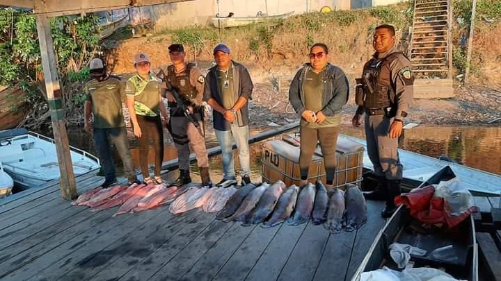 Policiais Militares do 2° GPM atuam em ação de fiscalização ambiental, em Nhamundá AM